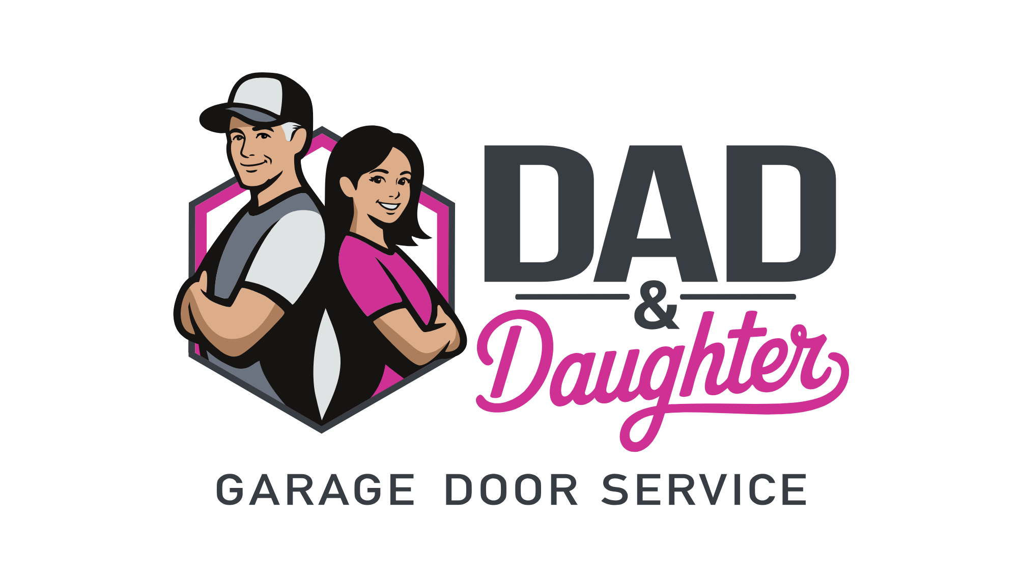 Dad and Daughter Garage Door Logo